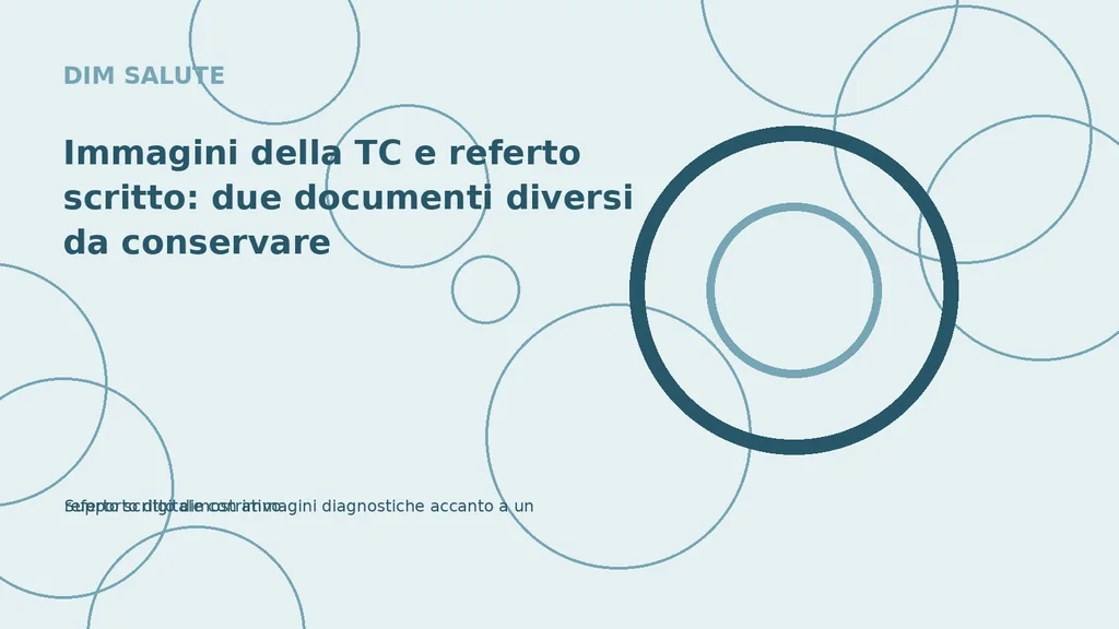 Supporto digitale con immagini diagnostiche accanto a un referto scritto dimostrativo
