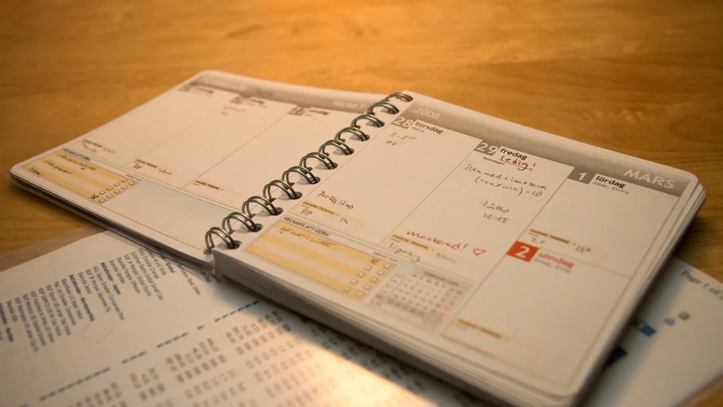 Agenda cartacea aperta su una data, immagine di contesto per organizzare una prenotazione sanitaria